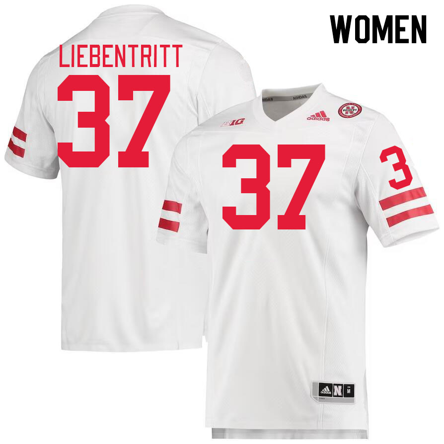 Women #37 Barret Liebentritt Nebraska Cornhuskers College Football Jerseys Stitched Sale-White - Click Image to Close